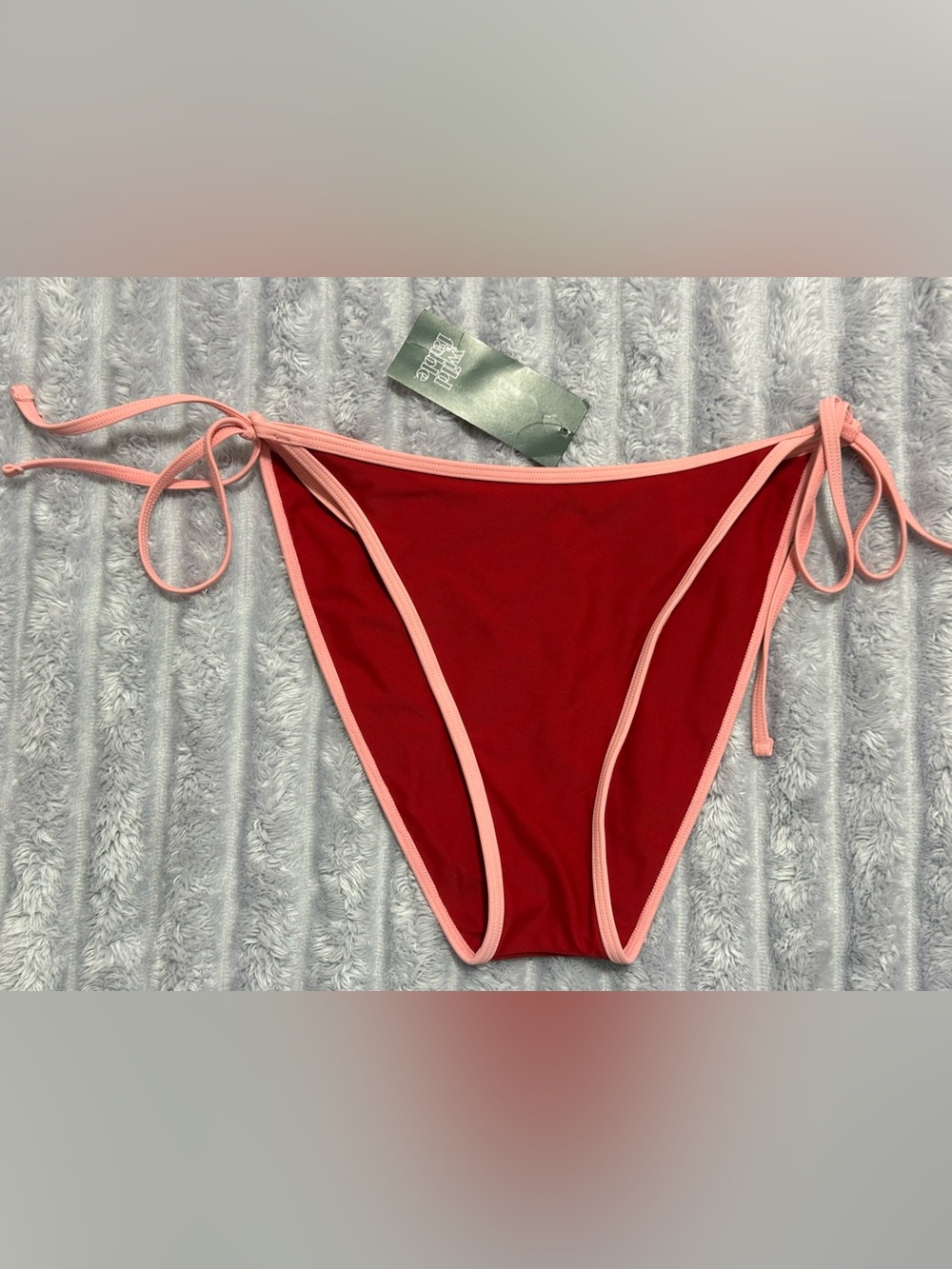 Wild Fable Red Bikini Bottom with Pink Tie-Side Trim — Size S — NWT
